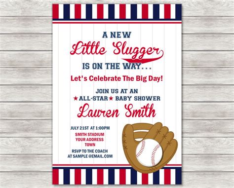 Baseball Baby Shower Invitation Printable File Or Printed