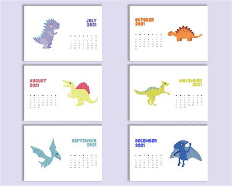 L Hl 2021 Dinosaur Calendar Dino Kid Calendar 2021 Kids Room Etsy