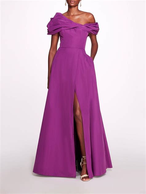 Marchesa Notte Taffeta Gown In Purple Lyst