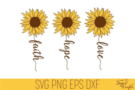 Faith Hope Love Sunflower SVG - So Fontsy