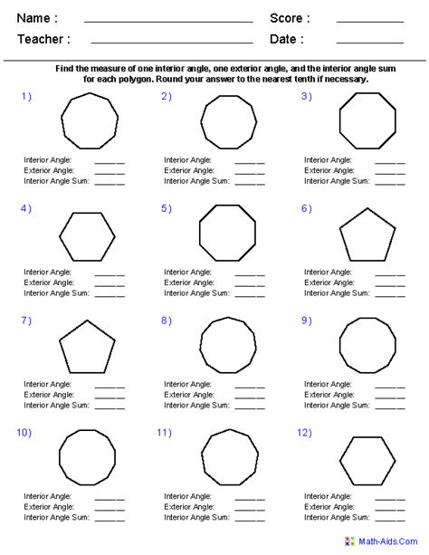 Geometry Worksheets | Quadrilaterals and Polygons ...