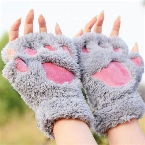Kawaii And Cute In 2020 Fingerless Mittens Paw Gloves Claw Gloves