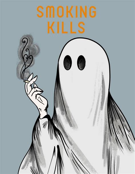 8x10 Print Smoking Ghost Halloween Art Ghost Illustration Etsy