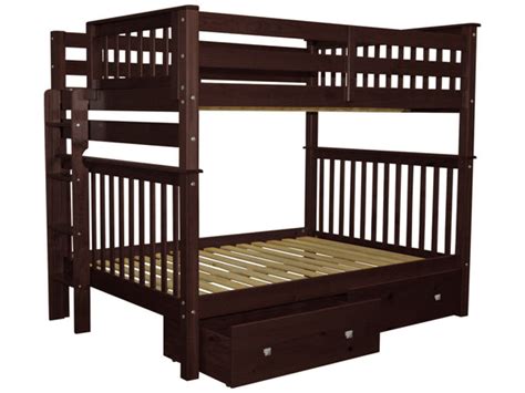 Bunk Beds Full Over Full End Ladder Dark Cherry 2 Drawers 899