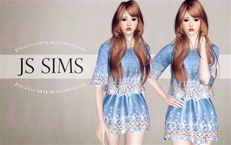 Js Sims 3 Lace Denim Top And Skirt