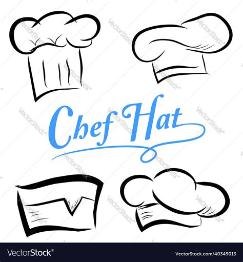 Set Sketch Of Chef Hats Isolated On White Vector Image