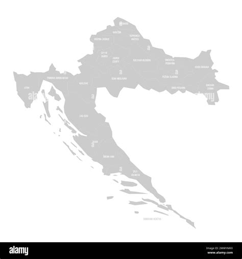 Croatia Political Map Of Administrative Divisions Counties Solid