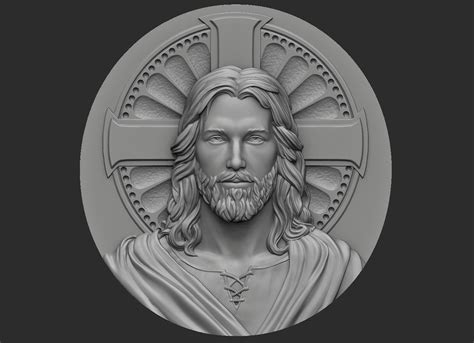 Medallion Of Jesus No 1 3d Model Obj Stl 1 3d Printing Art Jesus Art