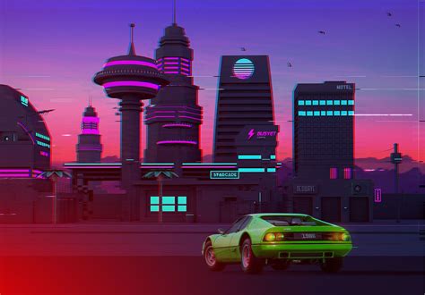 Synthwave Synth City By Denny Busyet Synthwave Retro Artwork