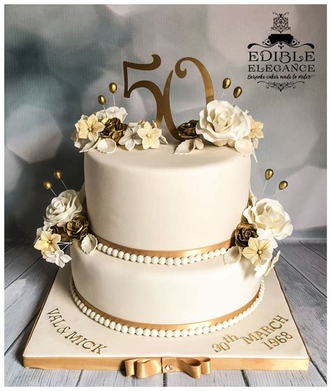 50th Golden Wedding Anniversary Cake 50th Wedding Anniversary