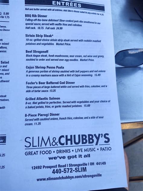 menu at slim and chubby s strongsville pub and bar strongsville prospect rd