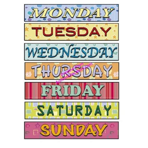 Watercolor Crayon Calendar Days Of The Week Clipart Lisa Markle