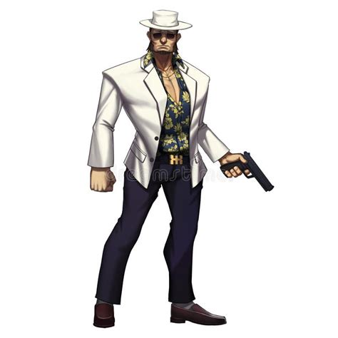 Cool Characters Series Mafia Gangster Cowboy Man With Gun Isolated On