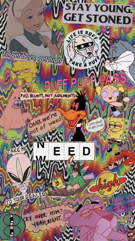 Download Weed Collage Trippy Aesthetic Baddie Wallpaper
