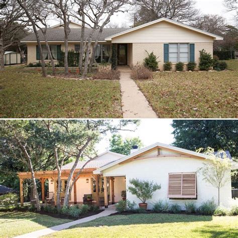 Exterior Home Makeover Before And After Ranch Style Modern Rustic Wood