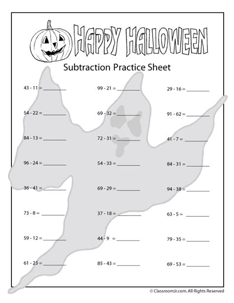 6th Grade Halloween Worksheets