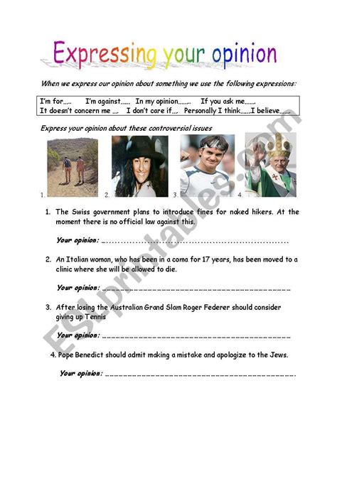 Expressing Opinions Interactive Worksheet