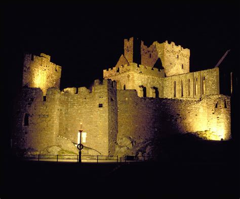 Peel Castle By Night Manx National Heritage