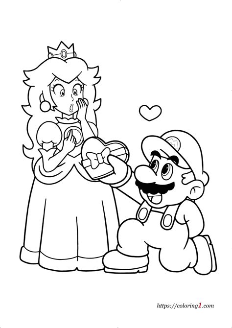 Princess Peach And Mario Coloring Pages