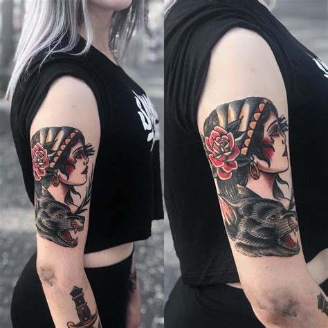 traditional girl done by hans pasztjerik stay classy tattoo in schiedam the netherlands r