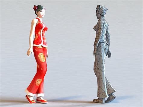 Chinese New Year Girl 3d Model 3ds Max Files Free Download Cadnav