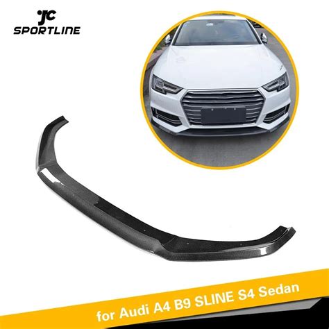 carbon fiber front bumper lip chin splitters spoiler for audi a4 b9 s line s4 2017 2018 2019