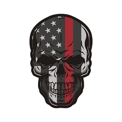 American Thin Red Line Flag Skull Firefighter Sticker Decal V4 Rotten