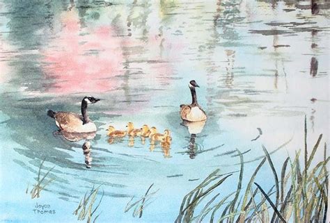 Geese On Pond Painting By Joyce Thomas Fine Art America