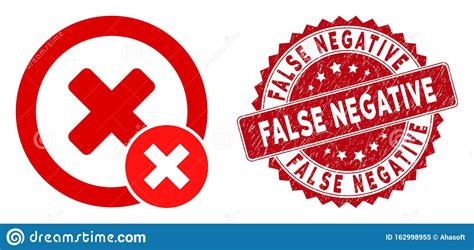 False Negative Icon With Grunge False Negative Stamp Stock Illustration