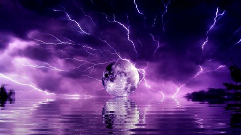 Purple rain in the dark. Reflections 5 Purple Storm Screen Saver