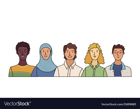 Multicultural Group Happy People Royalty Free Vector Image