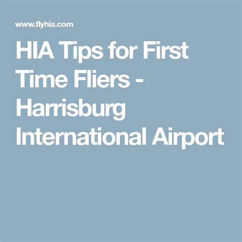 Hia Tips For First Time Fliers Harrisburg International Airport