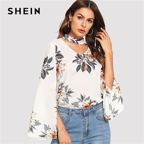 Buy Shein Multicolor Vacation Bohemian Beach Floral Print Cut V Neck Split