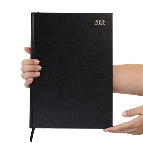 2025 A4 Page A Day Diary Black Design Evelay