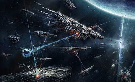 Sci Fi Spaceship Battle Hd Wallpaper Hd Wallpapers