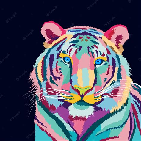 Premium Vector Colorful Tiger Pop Art Vector Illustration