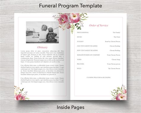 4 Page Floral Burst Funeral Program Sign Slide Show And Bookmark