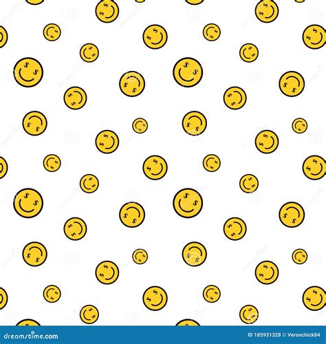 Smile Background Seamless Pattern Of Happy Face Icon Smiling