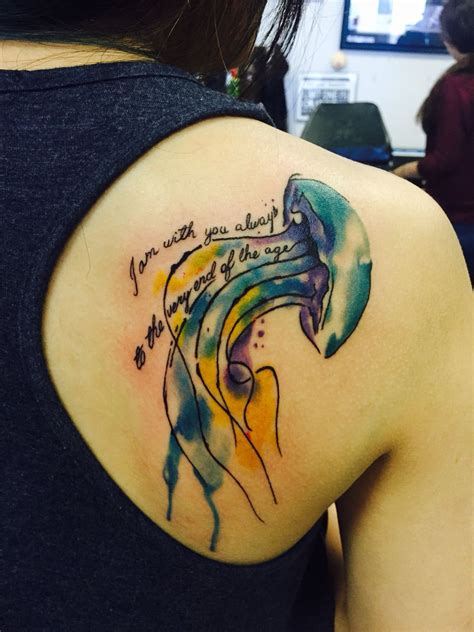 Watercolor tattoo artist near me? Self-design tattoo with the quote #jellyfish #watercolor | Tattoo designs, Tattoos, Self design