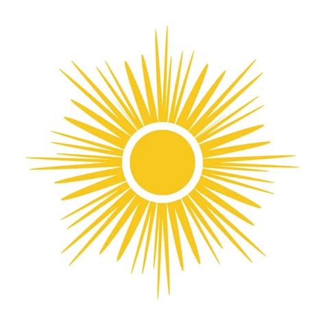 Yellow Sun Icon Isolated On White Background Flat Sunlight Sign