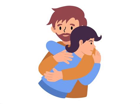 Premium Vector Hand Drawn Dad Hugging Daughter Illustration