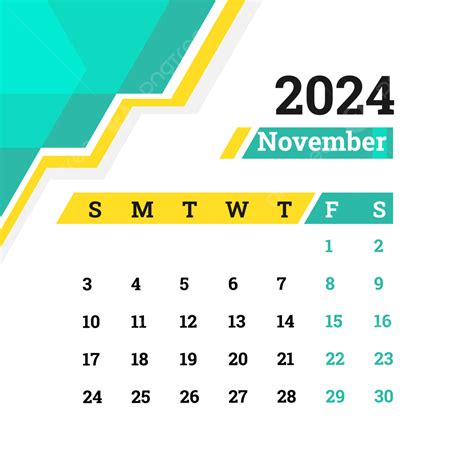 Calendário Mensal De Novembro De 2024 Vetor Png Novembro De 2024