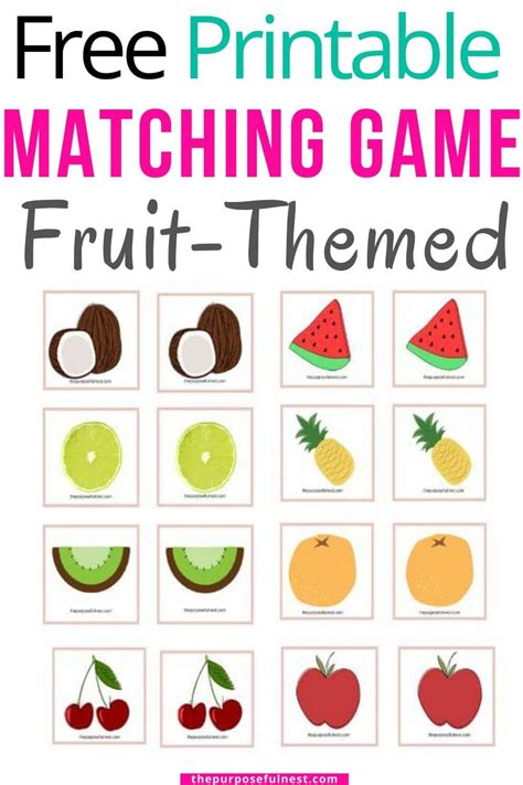 Free Printable Fruit Matching Game For Preschoolers The Purposeful Nest