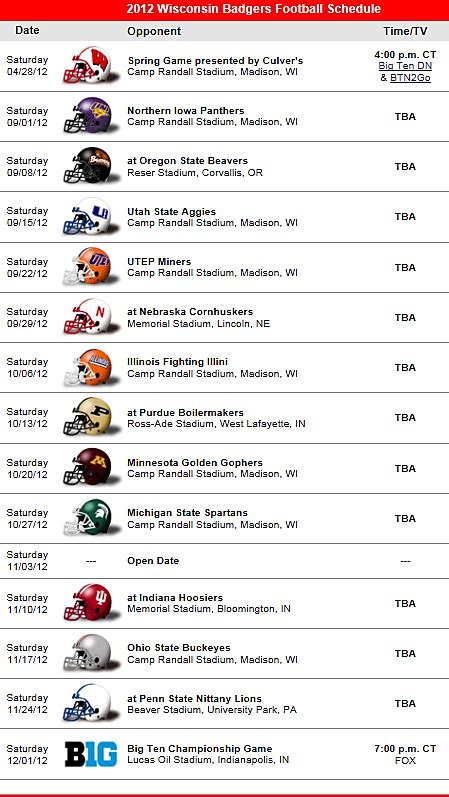 Enjoyed using it in 2013 for badger football and basketball. Wisconsin Badgers Football Team 2012 Schedule | Michigan ...