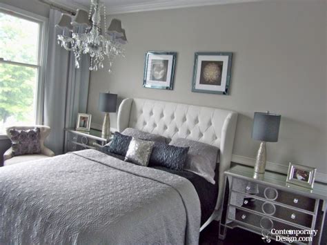 Billowy white sheers finishes the look in this bedroom colour scheme. Relaxing paint colors for a bedroom