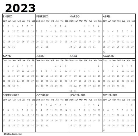Calendario 2023 Para Imprimir Gratis Español Calendario 2023