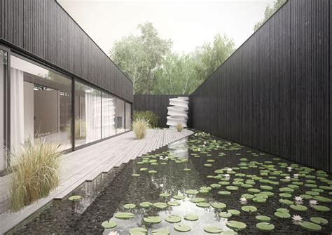 Blek Private House Courtyard Archviz Water Architecture Gardening