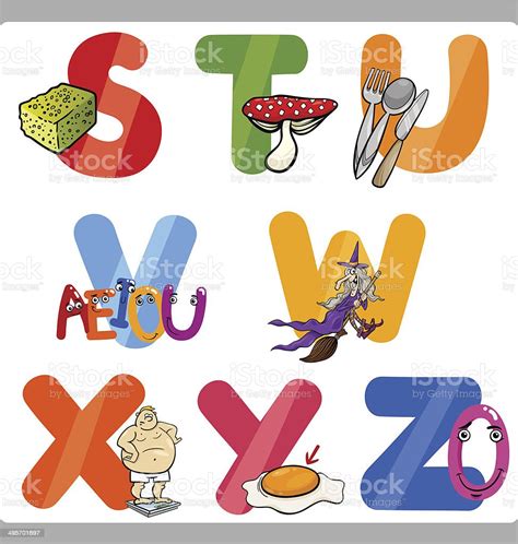 Education Cartoon Alphabet Letters For Kids Stock Illustration