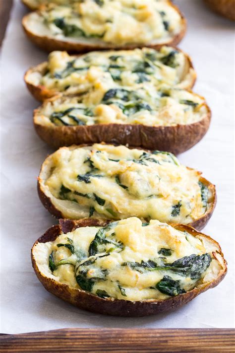 Add the garlic and cook, stirring, for 2 minutes or until a pale blonde color. Spinach Artichoke Twice Baked Potatoes {Paleo, Whole30 ...