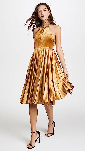 Endless Rose Strappy Velour Pleated Dress Shopbop